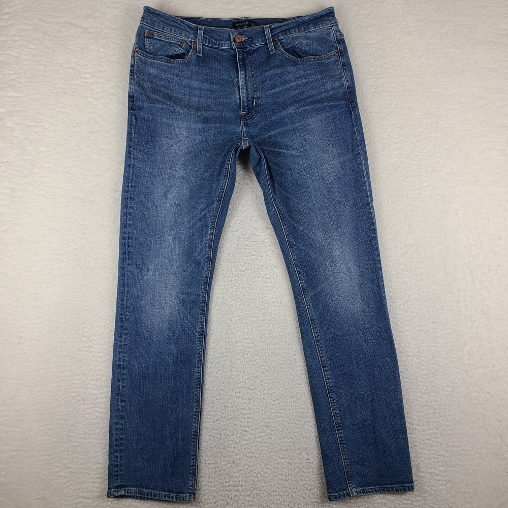 J Crew Mercantile Jeans Mens 35x32 Blue Straight Flex‎ Medium Wash Denim
